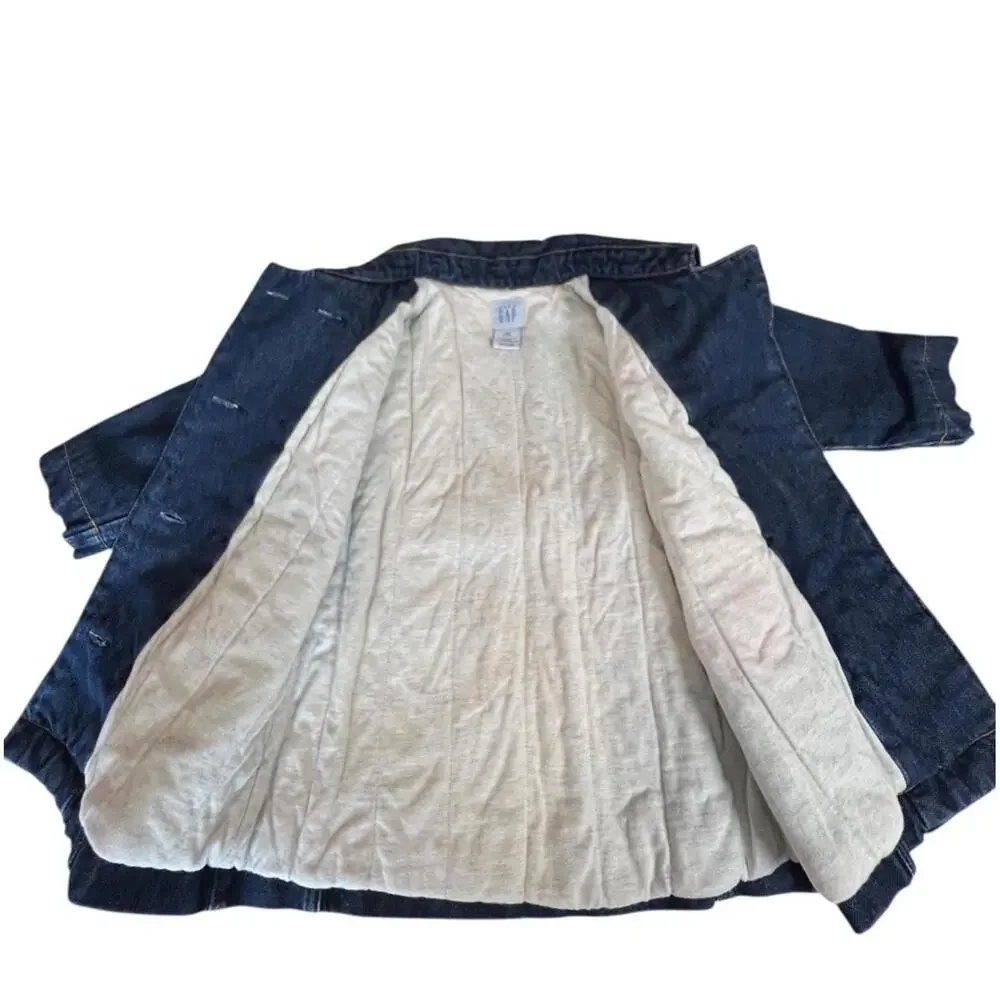 Y2K Baby Gap Denim Peacoat Jacket Double Breasted Blue Jean Coat Toddler‎ 3XL
